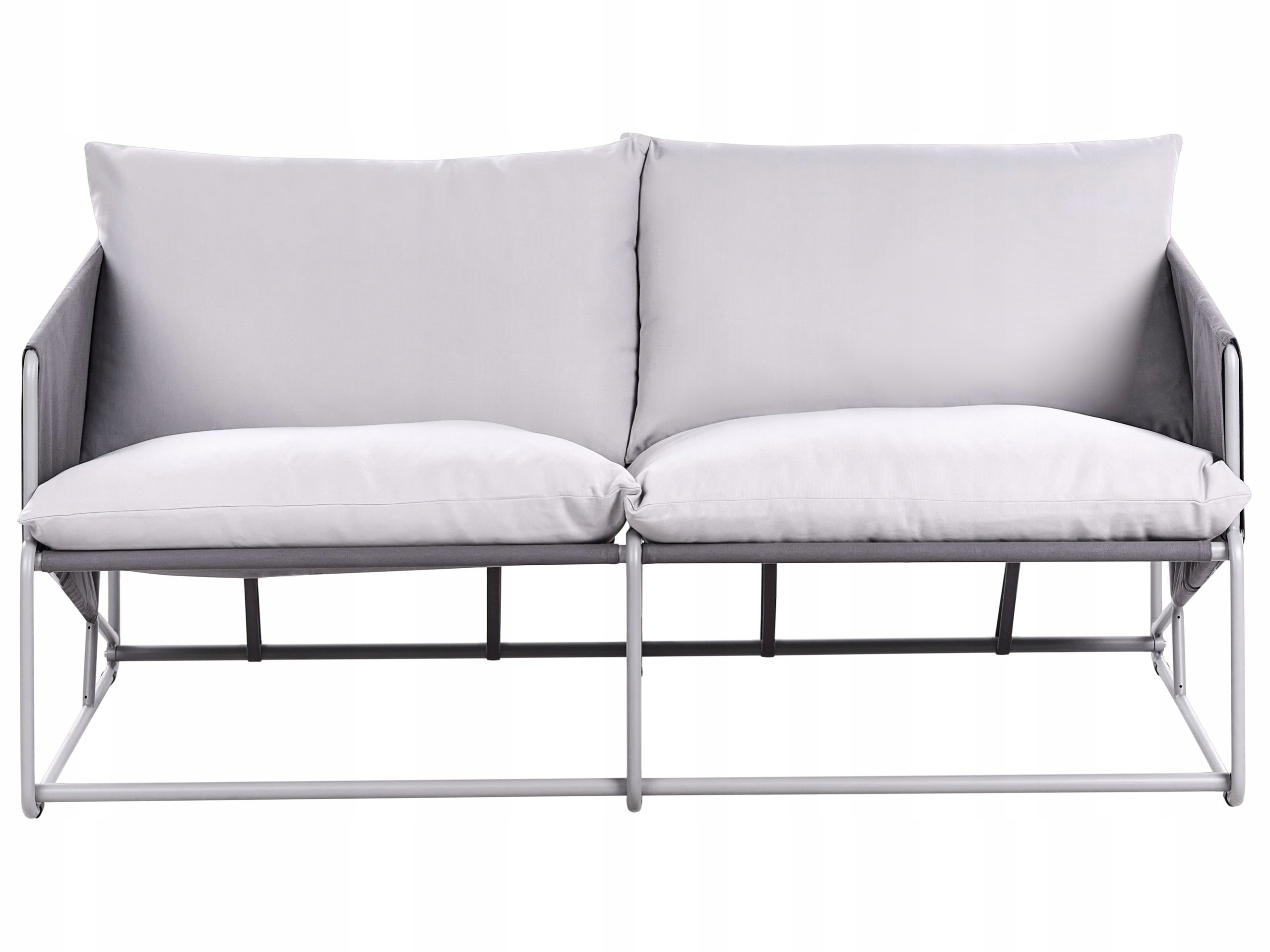 Niska sofa oversize metalowa z poduchami szara