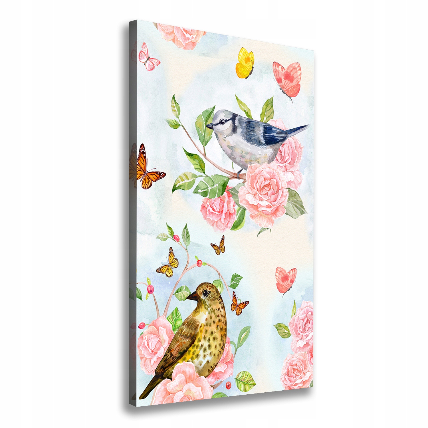

Foto obraz na płótnie Ptaki motyle róże 70x140 cm