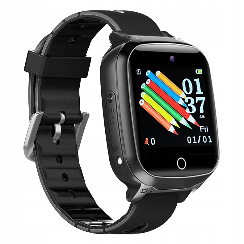 SMARTWATCH ZEGAREK DLA DZIECI ROZMOWY POŁĄCZENIA SIM APARAT GRY MENU POLSKI Kolor czarny