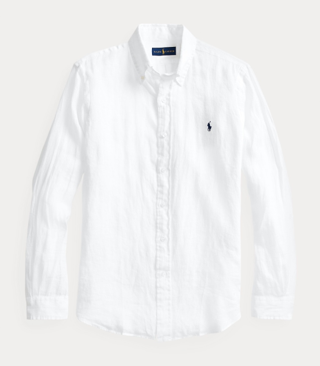 Polo Ralph Lauren Slim Fit Linen Shirt Bílá Velikost L