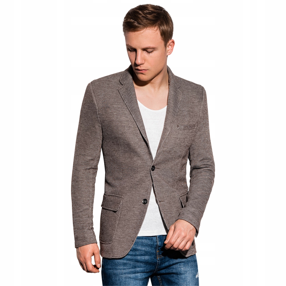 

Marynarka męska casual łaty M162 brązowa M