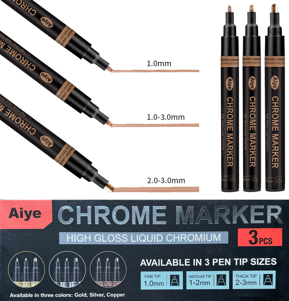 liquid Fixy měděné Chrome sada 3ks Cooper metalické popisovače Kvalita