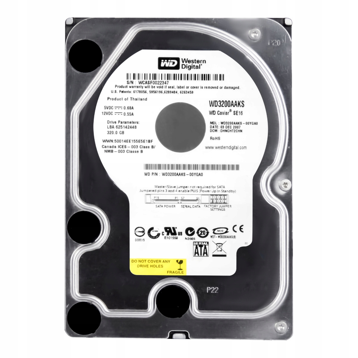 Wd Caviar SE16 320GB 7.2K 16MB Sata II 3.5'' WD3200AAKS