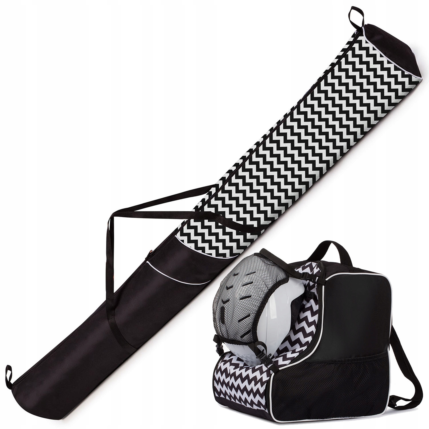 Zestaw Pokrowiec Torba na Narty 170 Kijki Buty Kask Komplet Zig Zag