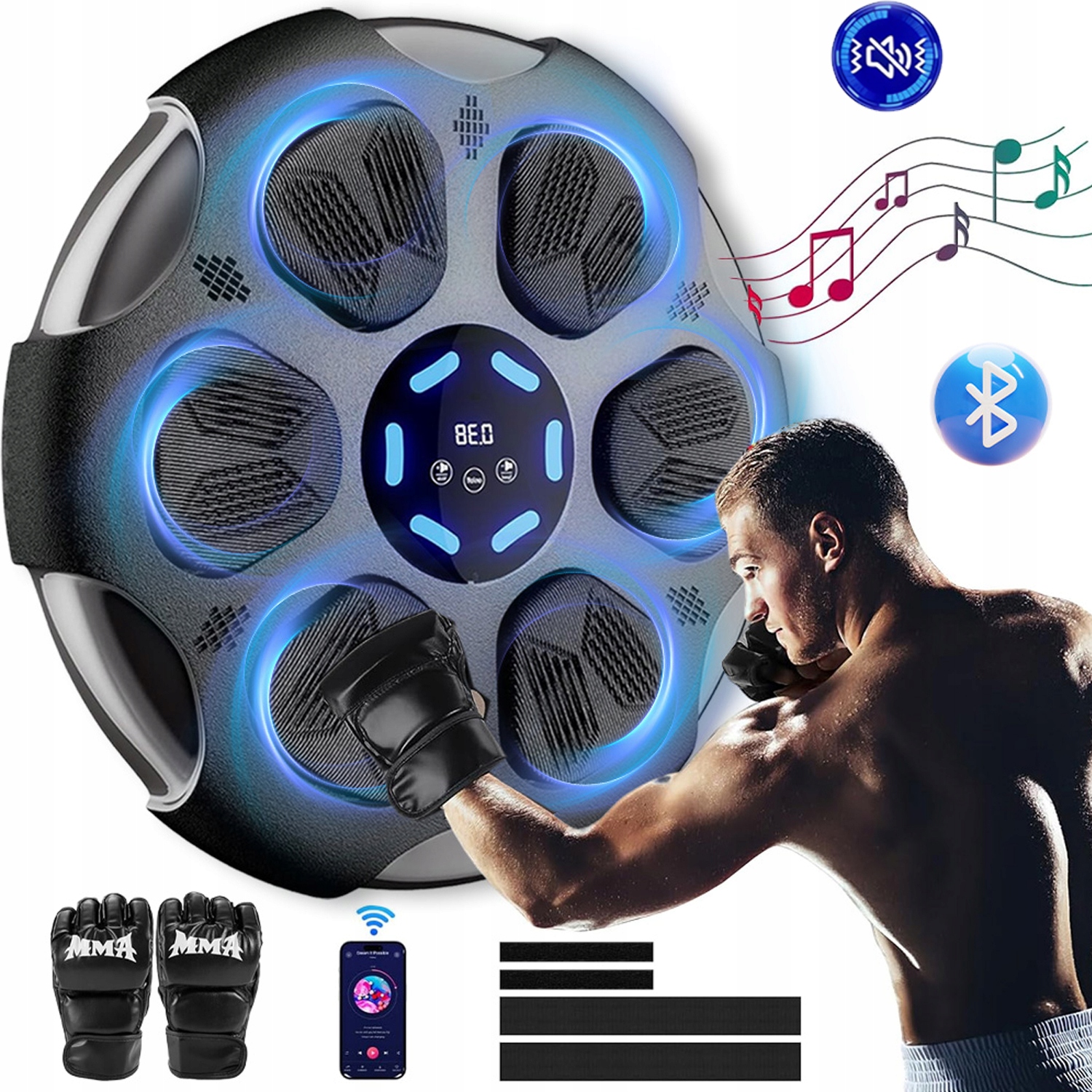 Hudba Boxovací Stroj Na Zeď Boxerský Terč S Bluetooth Rukavice