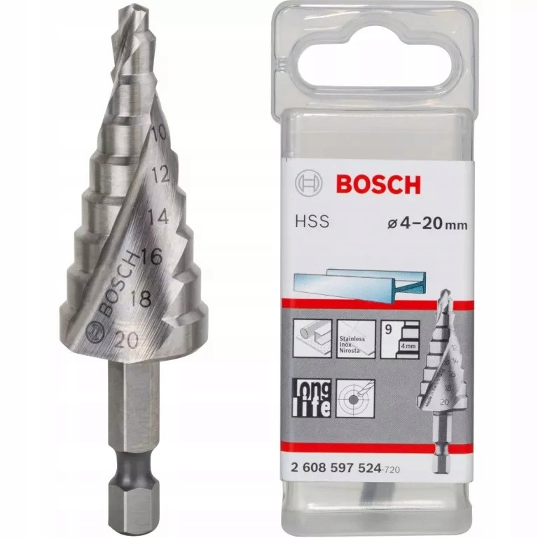 Wiertło Stopniowe Do Metalu 4-20 MM 1/4" Hss Bosch