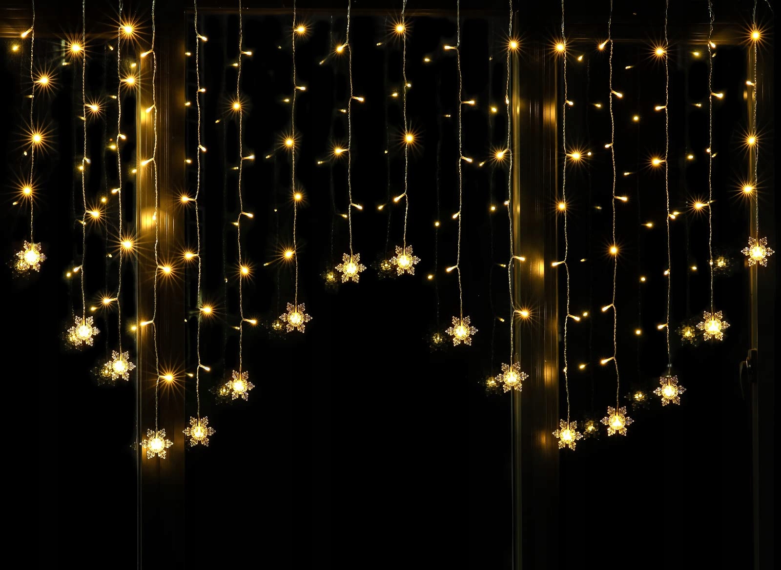 BLOOMWIN Kurtyna Girlanda Świetlna Świąteczne Lampki 2x1M 104LED IP44 — miniatura 8