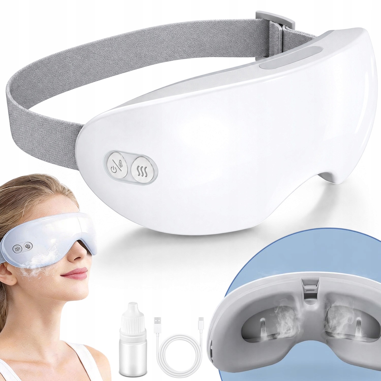 3D Usb Vyhřívaná Maska Na Oči Pro Relaxaci, 2 Režimy Teploty 1200 Mah
