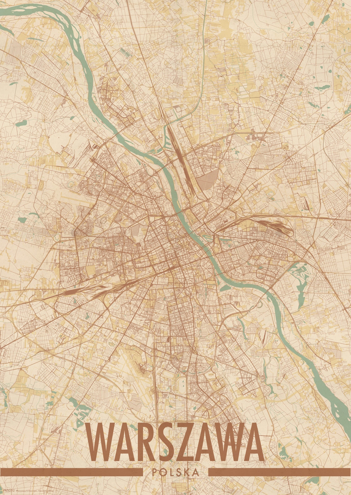 

Warszawa Mapa Miasta plakat A3 29,7x42 cm