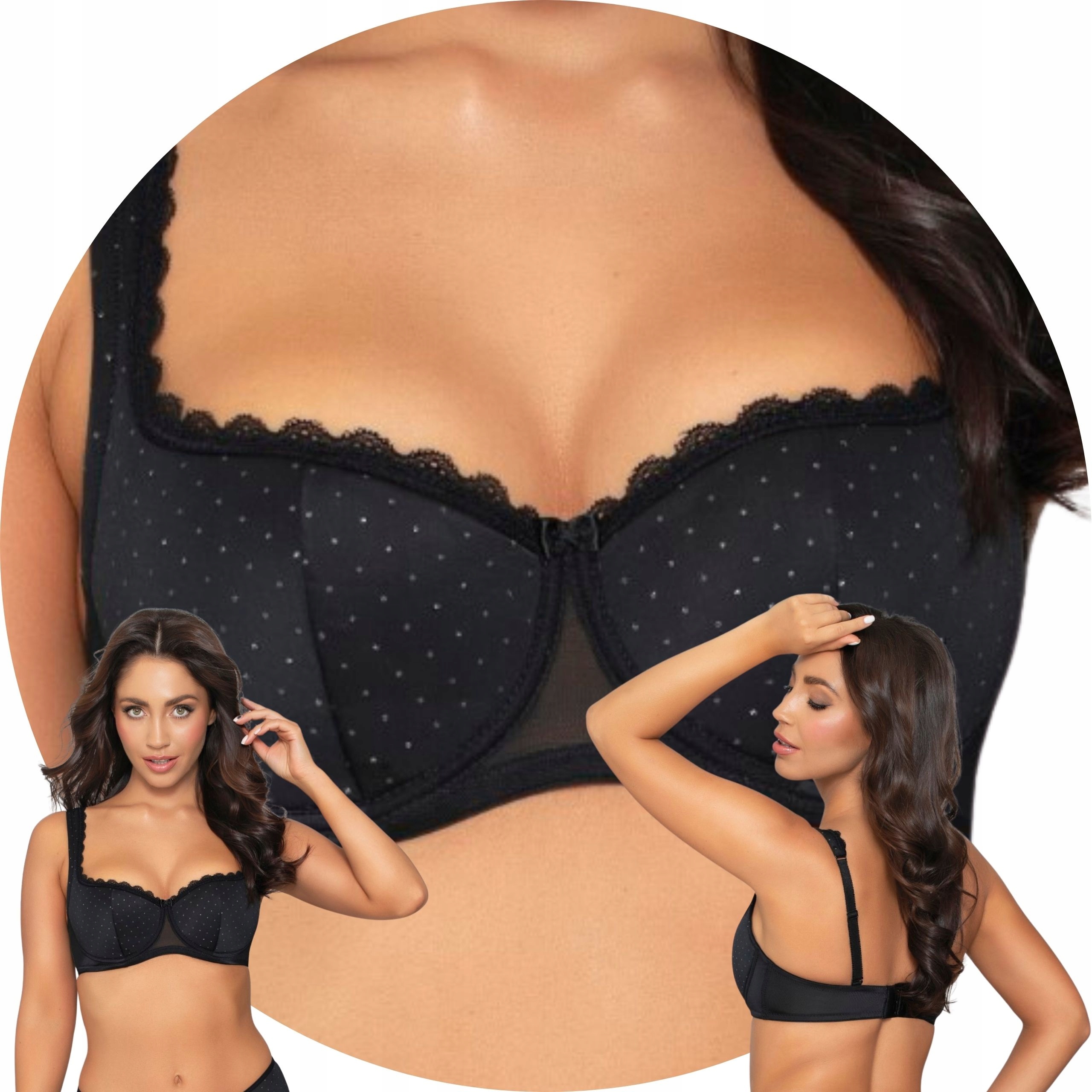 PariPari Sophia krajka černá Podprsenka balkonetka 70E Push-up
