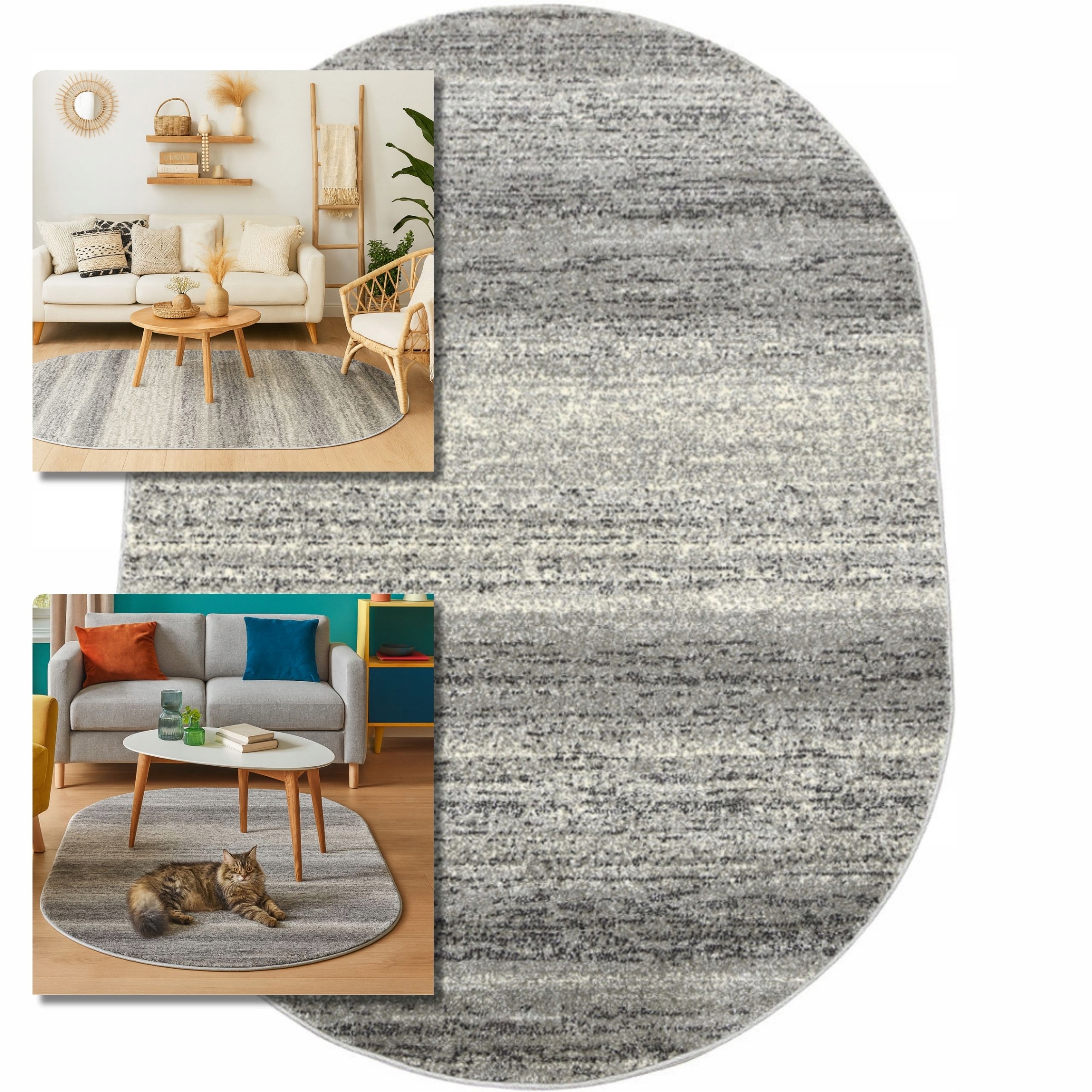 Koberec 80x150 Oválný Adventure Šedý Koberec Do Obývacího Pokoje Loft Moderní Koberec