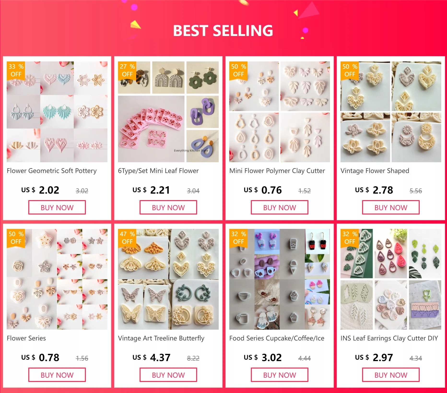 Mini Elemental Cutter Gumdrop Rounded Triangle Moon Rhombus Donut Shape Pol Ucho lewe