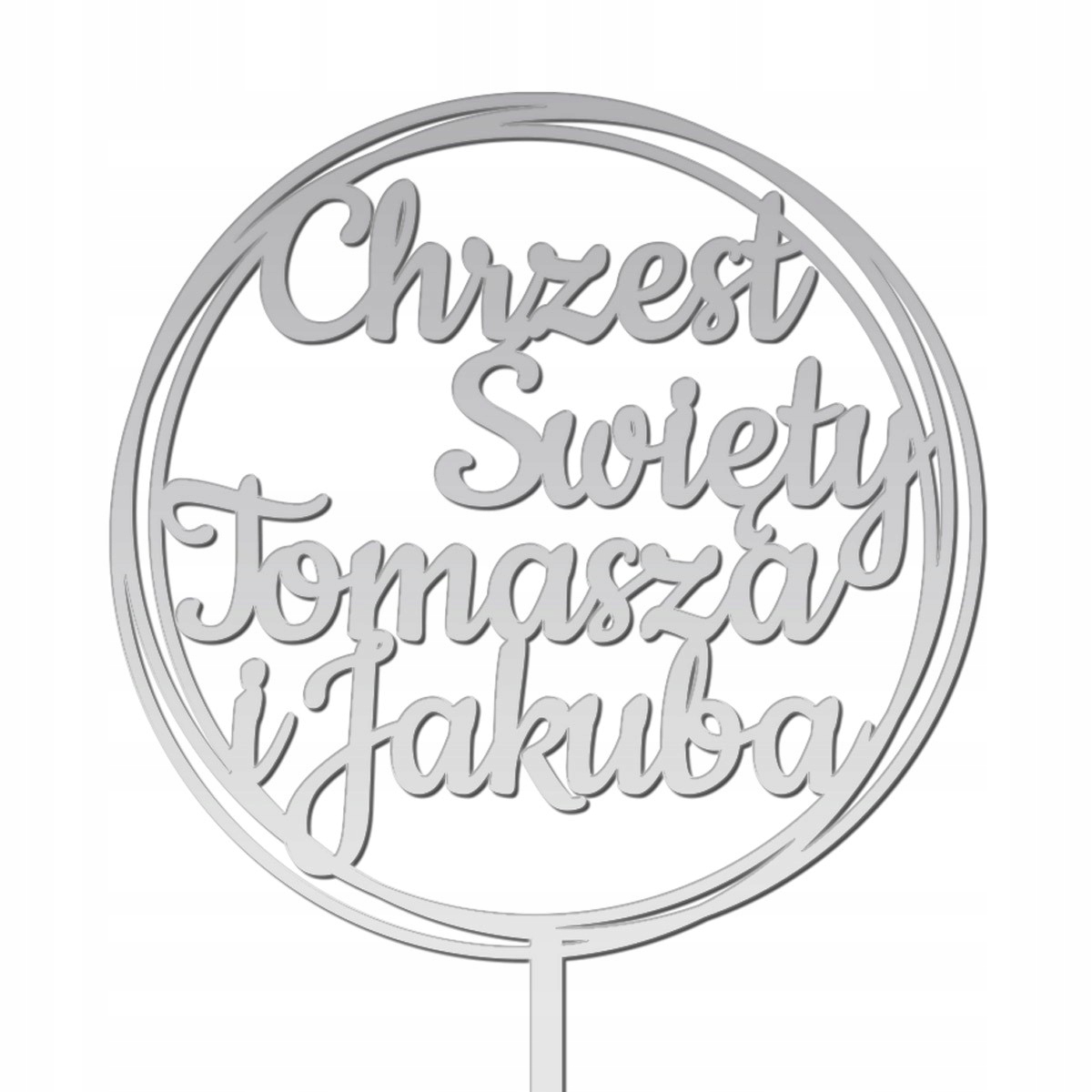 TOPPER CHRZEST ŚWIĘTY DLA BLIŹNIĄT 2 IMIONA SREBRO