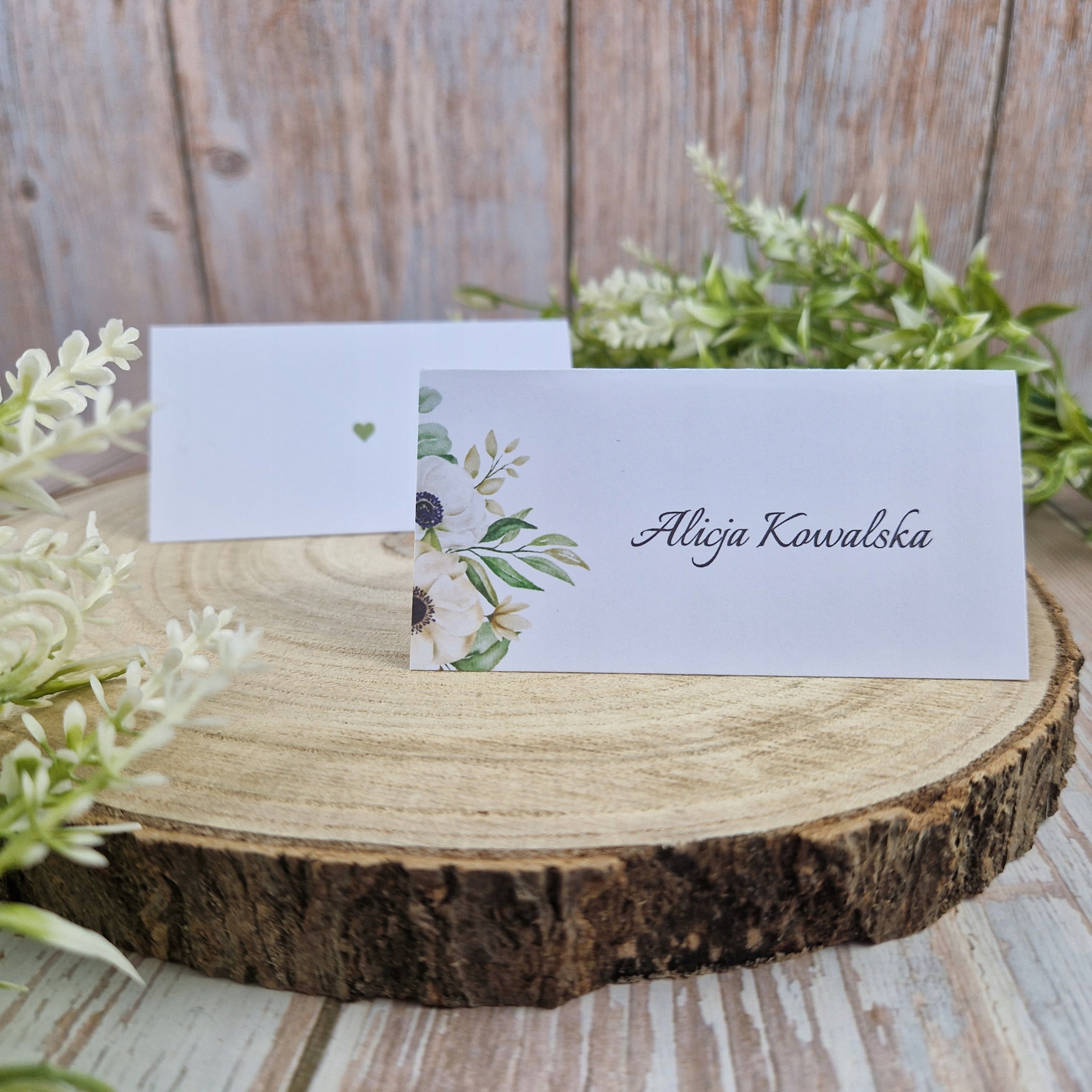 Winietki na stół z nazwiskami gości Zielone Marka bez marki