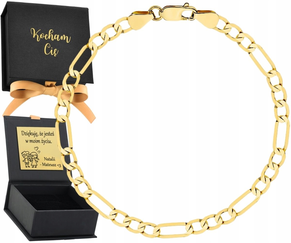 Zlatý náramek s Figaro splétanou, moderní unisex zlato 585 Dárek 22