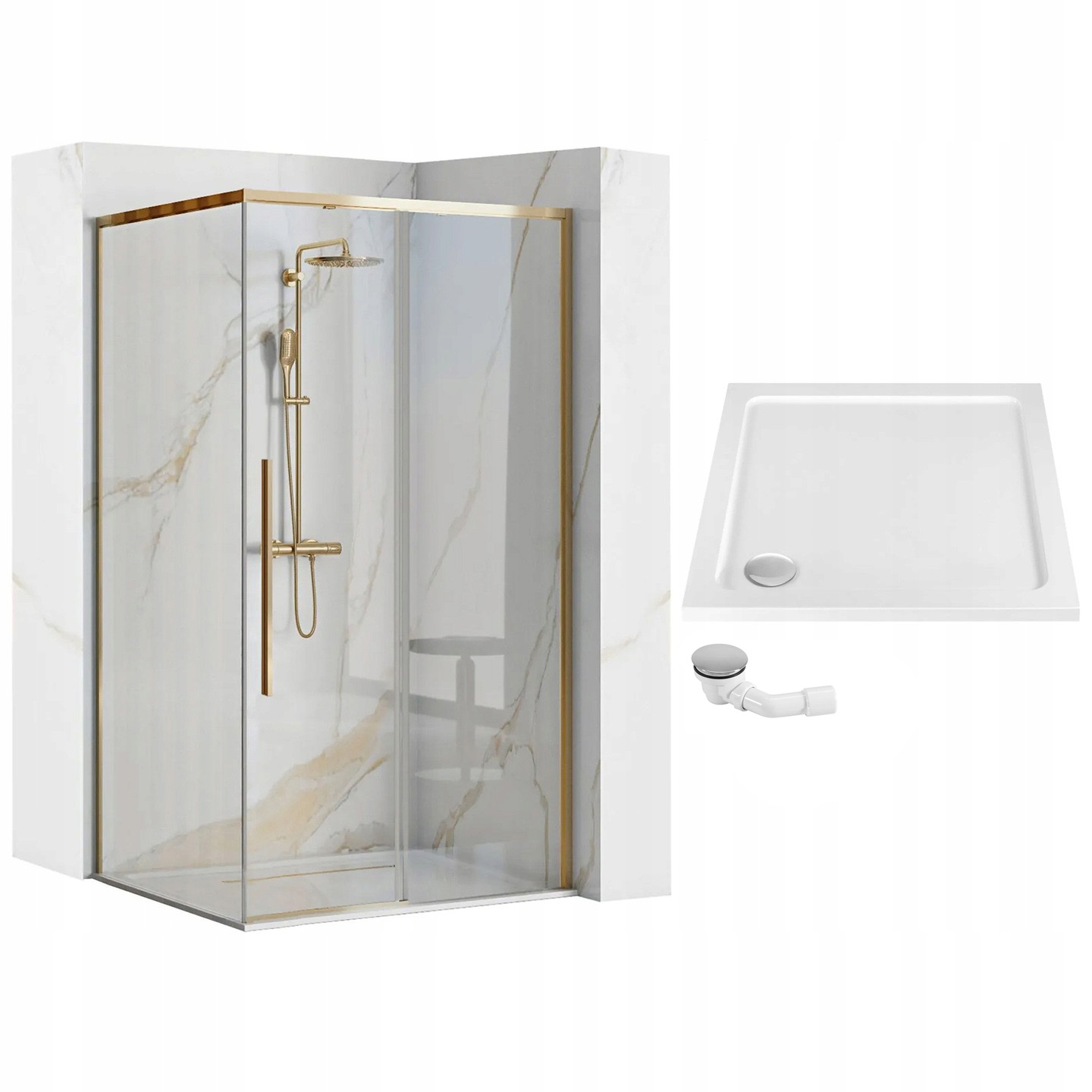Kabina Solar Gold 90x90 Brodzik Savoy White