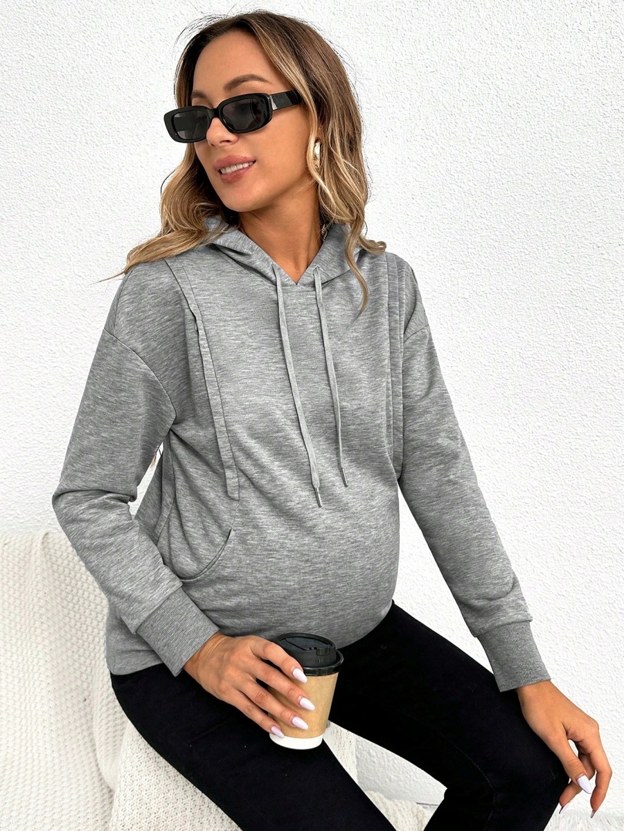 SHEIN MATERNITY BLUZA SZARA Z KAPTUREM M 529 Kolor szary