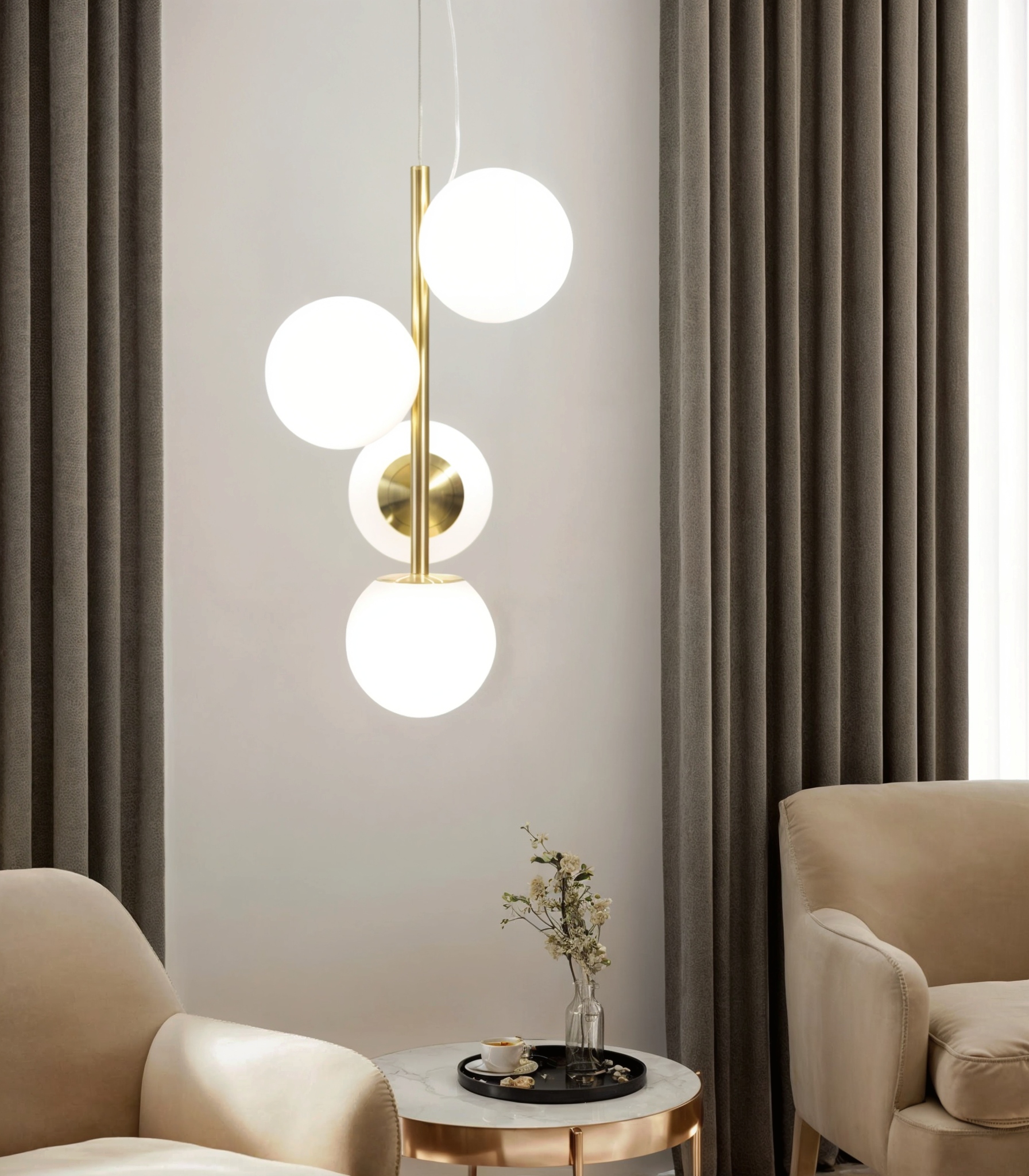 NOWOCZESNA LAMPA SUFITOWA WISZĄCA ŻYRANDOL ZŁOTA KULE ZWIS MODERN LED 150CM Długość/wysokość 150 cm