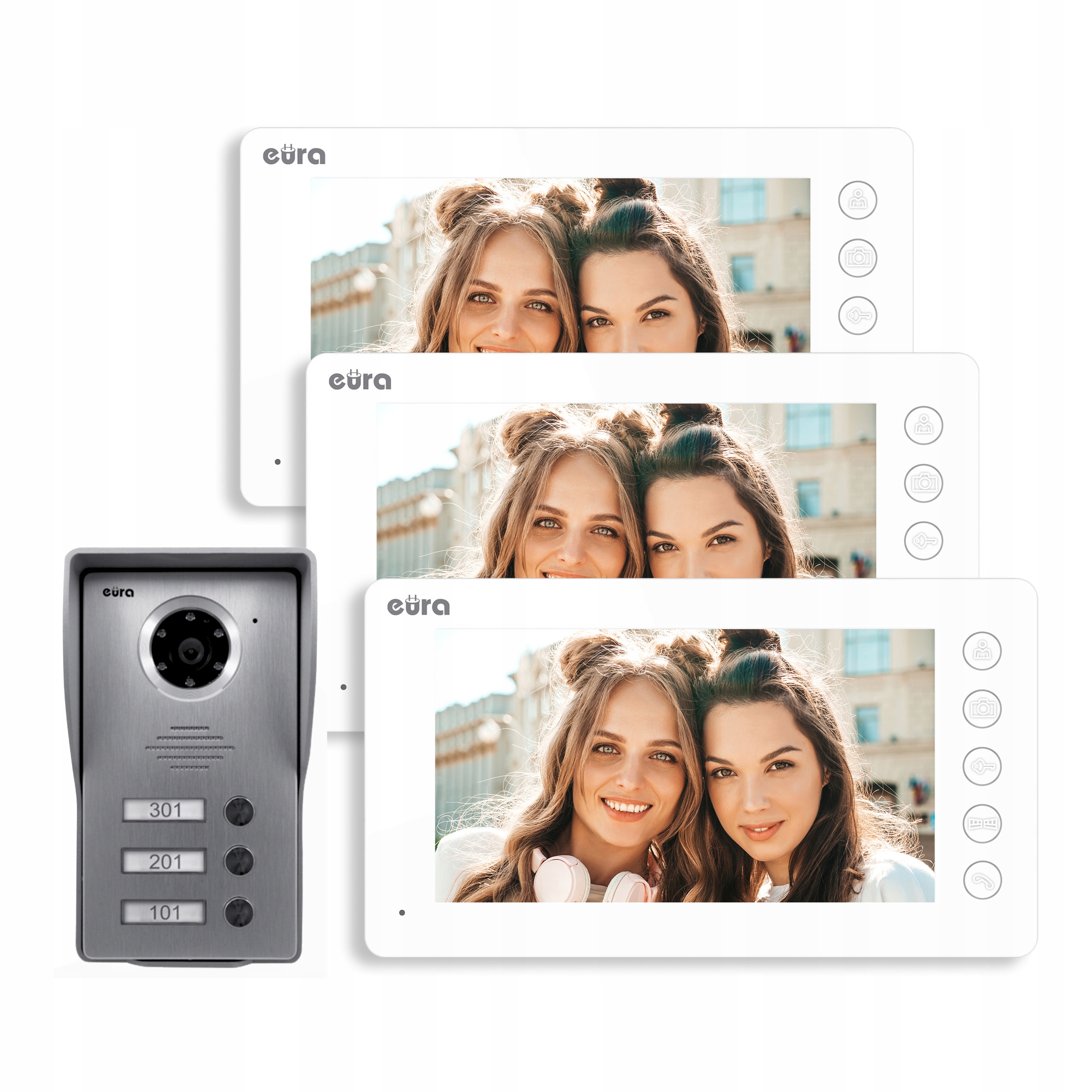 WIDEODOMOFON DOMOFON 3-RODZINNY 7'' FURTKA BRAMA 3 LOKALE