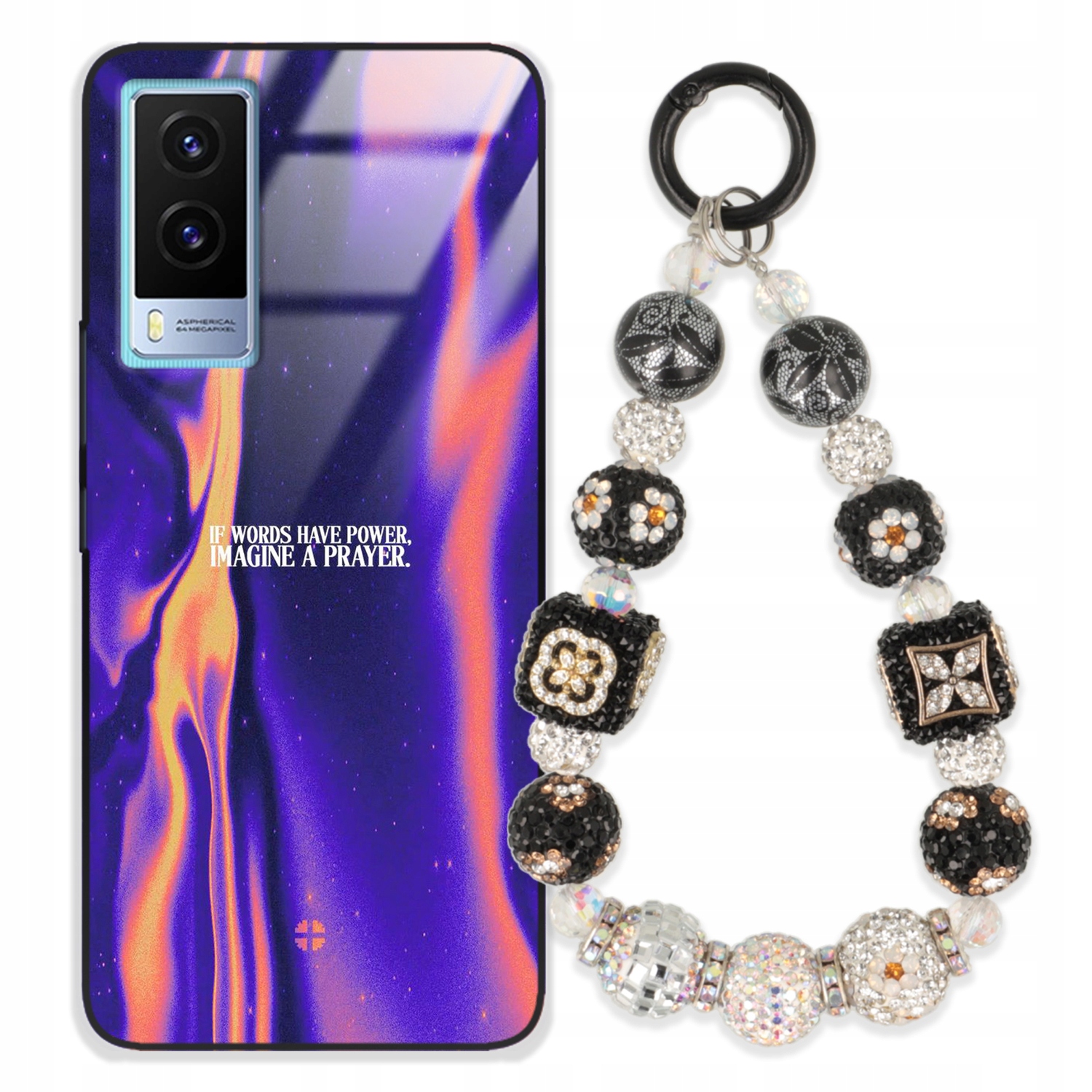 pouzdro na Vivo V21E 5G Glass Přívěsek Na Klíče Elegantní Kryt Premium Vzory