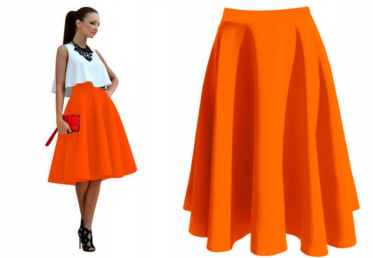 SPÓDNICA CZARNA z KOŁA MIDI ROZKLOSZOWANA 38 M Marka inna