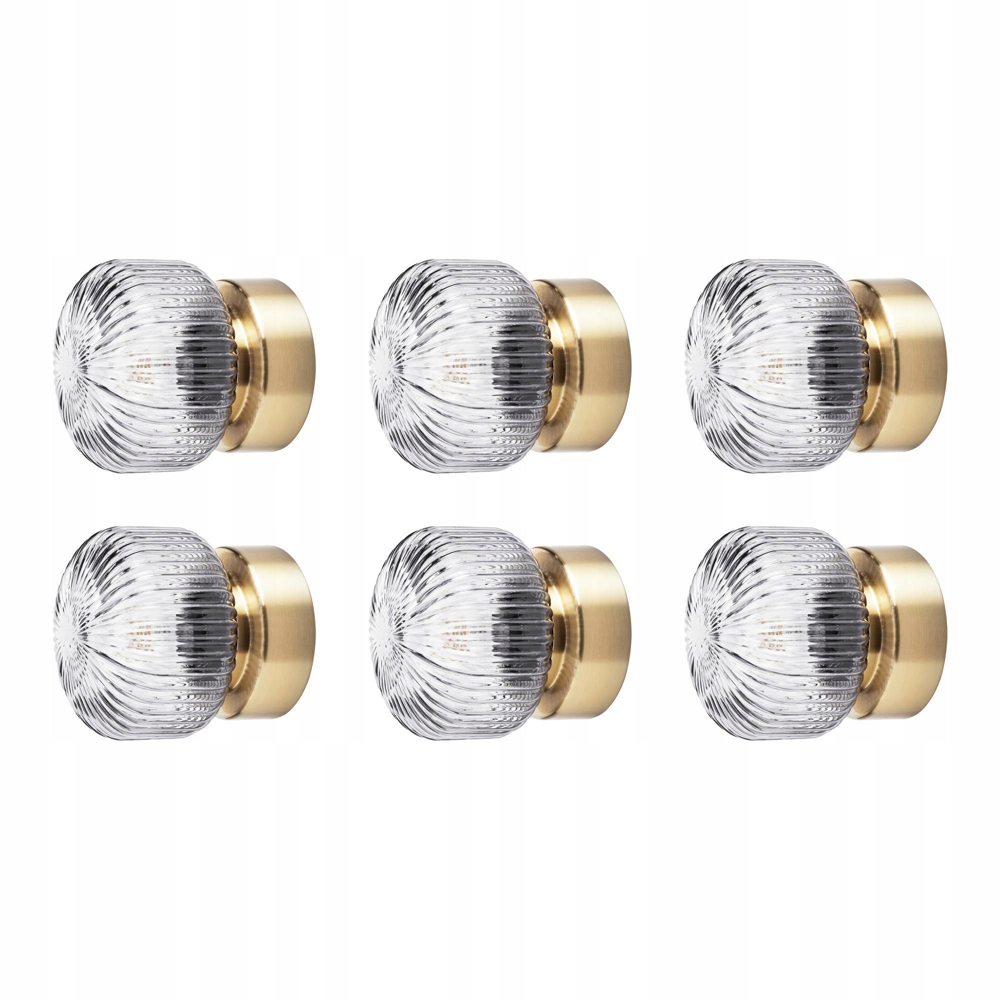 6 ks Nástěnná lampa Solklint Mosaz Šedé Sklo Elegantní