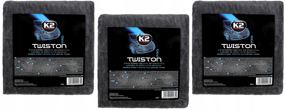 3x K2 Twiston Pro ręcznik do osuszania samochodu lakieru 60x90cm 1200gsm