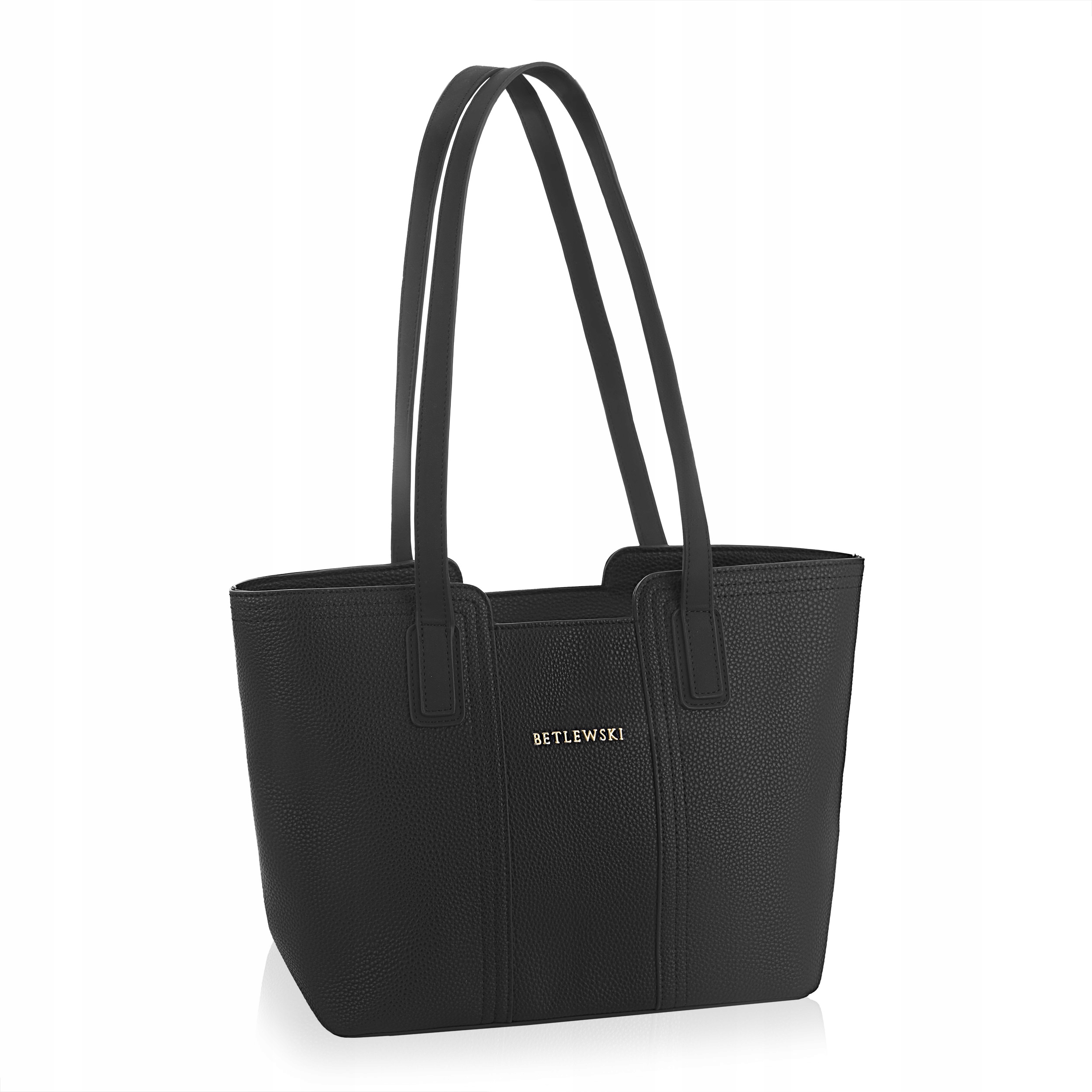 Betlewski klasická dámská shopper kabelka přes rameno, černá kožená rukojeť