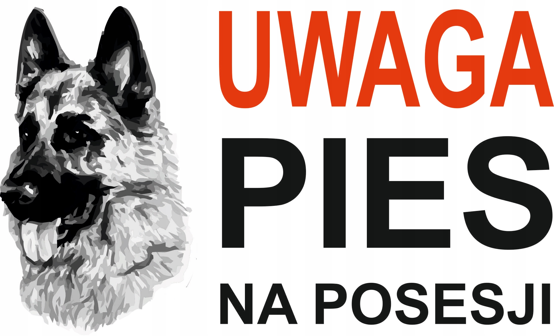 tabliczka z napisem UWAGA PIES A5 PCV