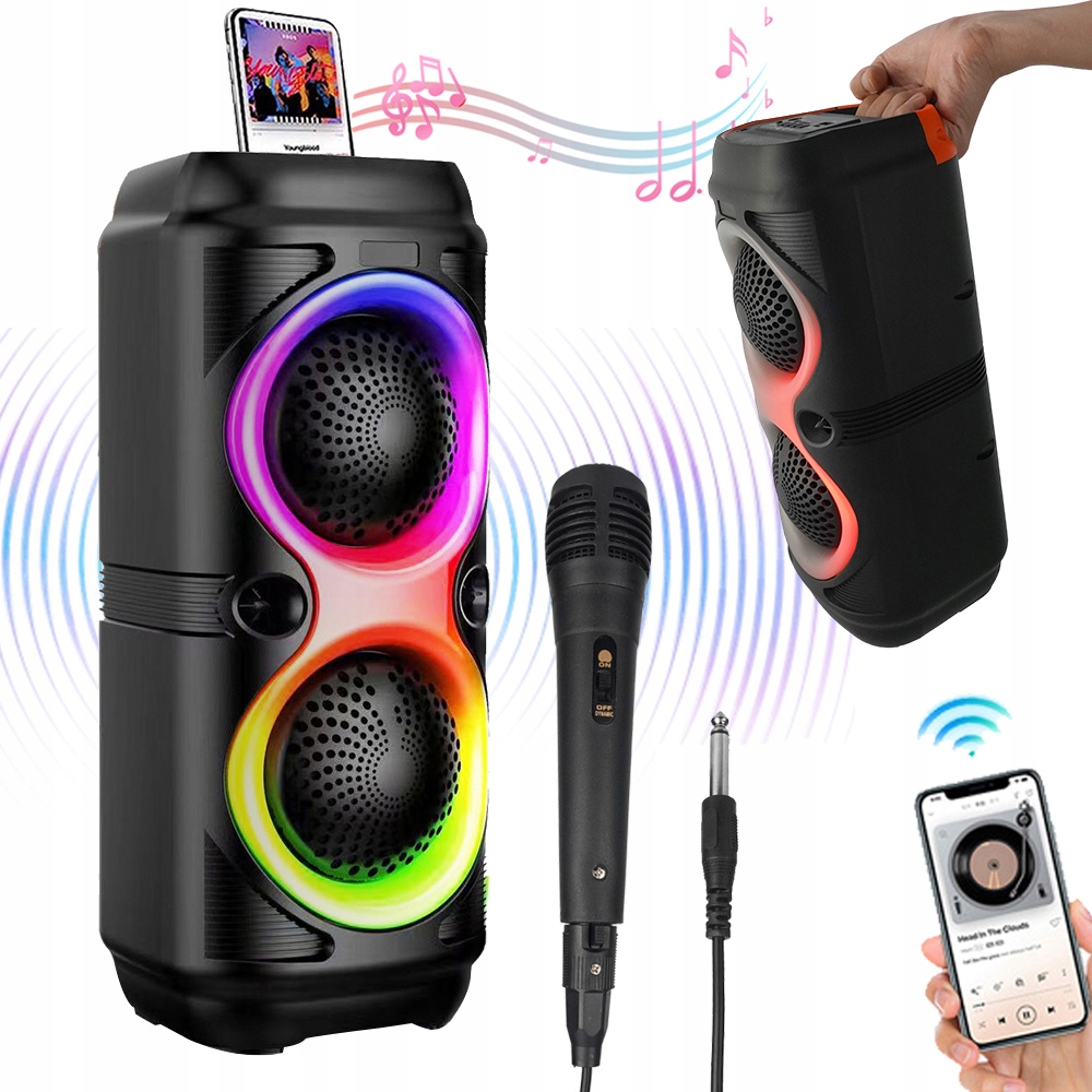 Głośnik Bluetooth 5.0 Z Mikrofonem 1800MAH Bateria Dla Imprez 7RGB Kolorami