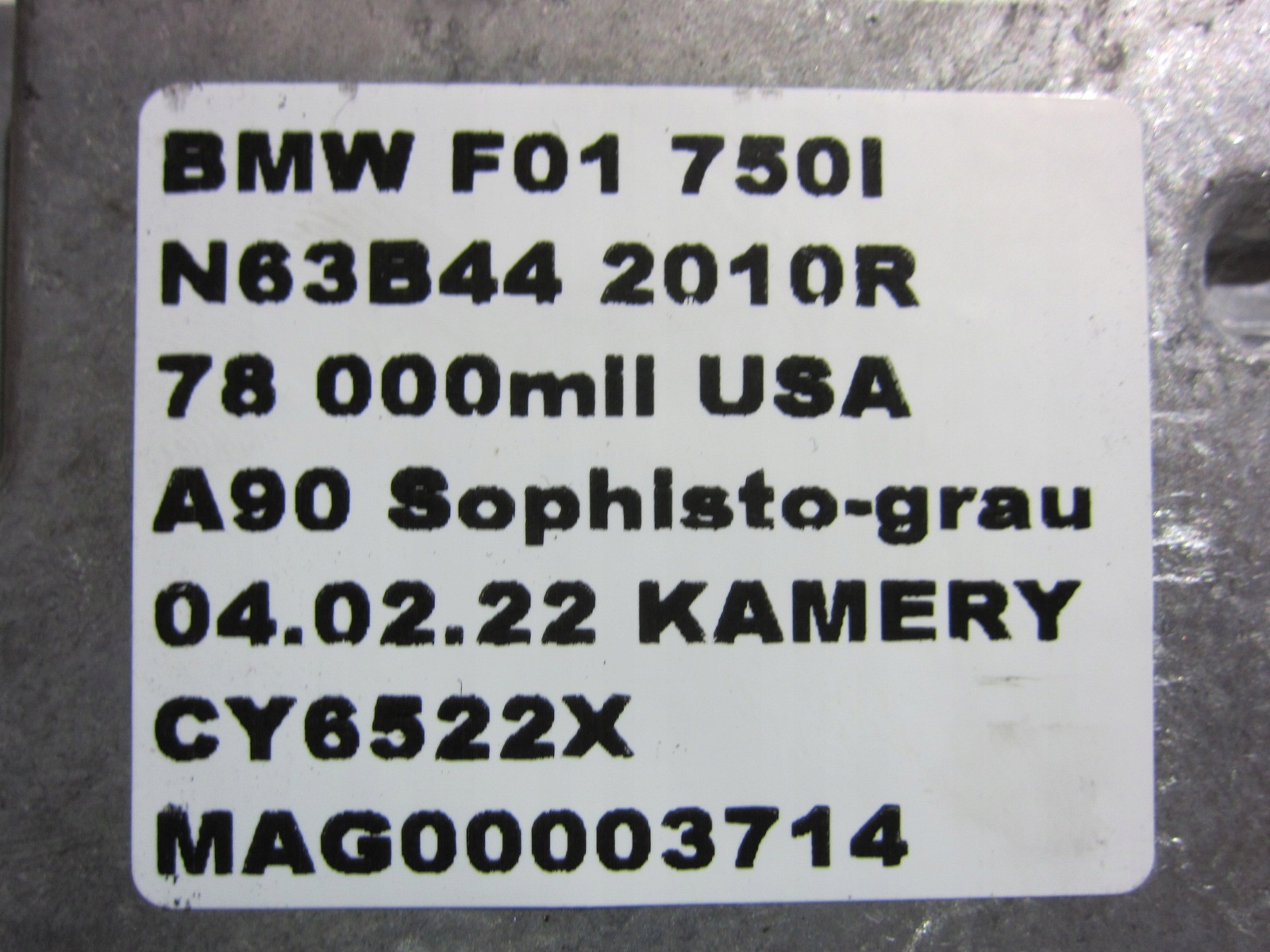 module control unit KAMERY BMW F01 F10 750i 9231399