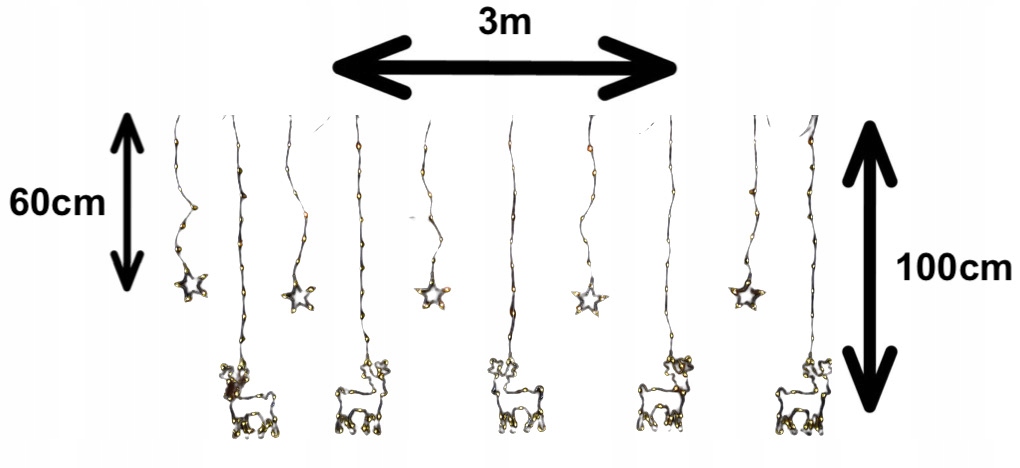 GIRLANDA KURTYNA 160 RENIFER GWIAZDKA BIAŁY CIEPŁY Stan opakowania oryginalne