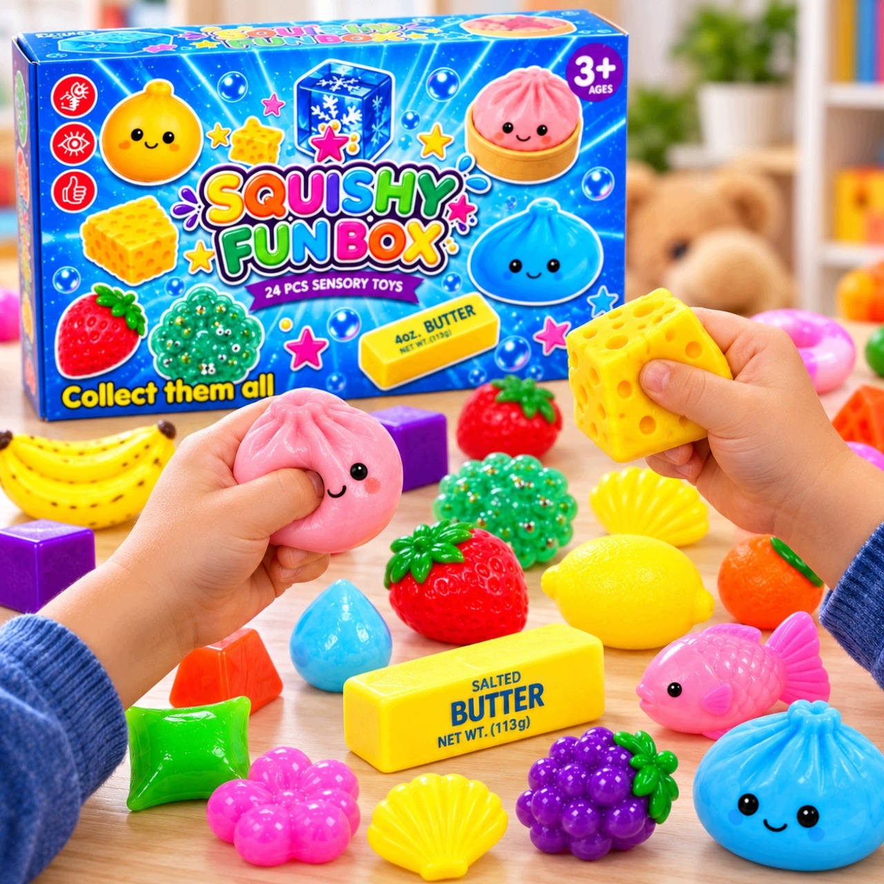 Адвент-календарь Senti подвесной, 24 сенсорные мялки Squishy — фото 3