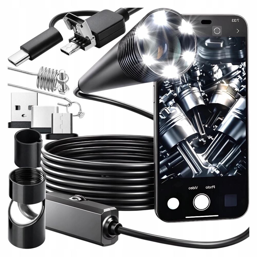 Kamera Inspekcyjna Endoskop Do Rur Silników Android Hd 5M Usb