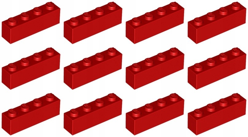 

Lego 3010 Klocek 1x4 czerwony Nowy (20g) 12 szt.