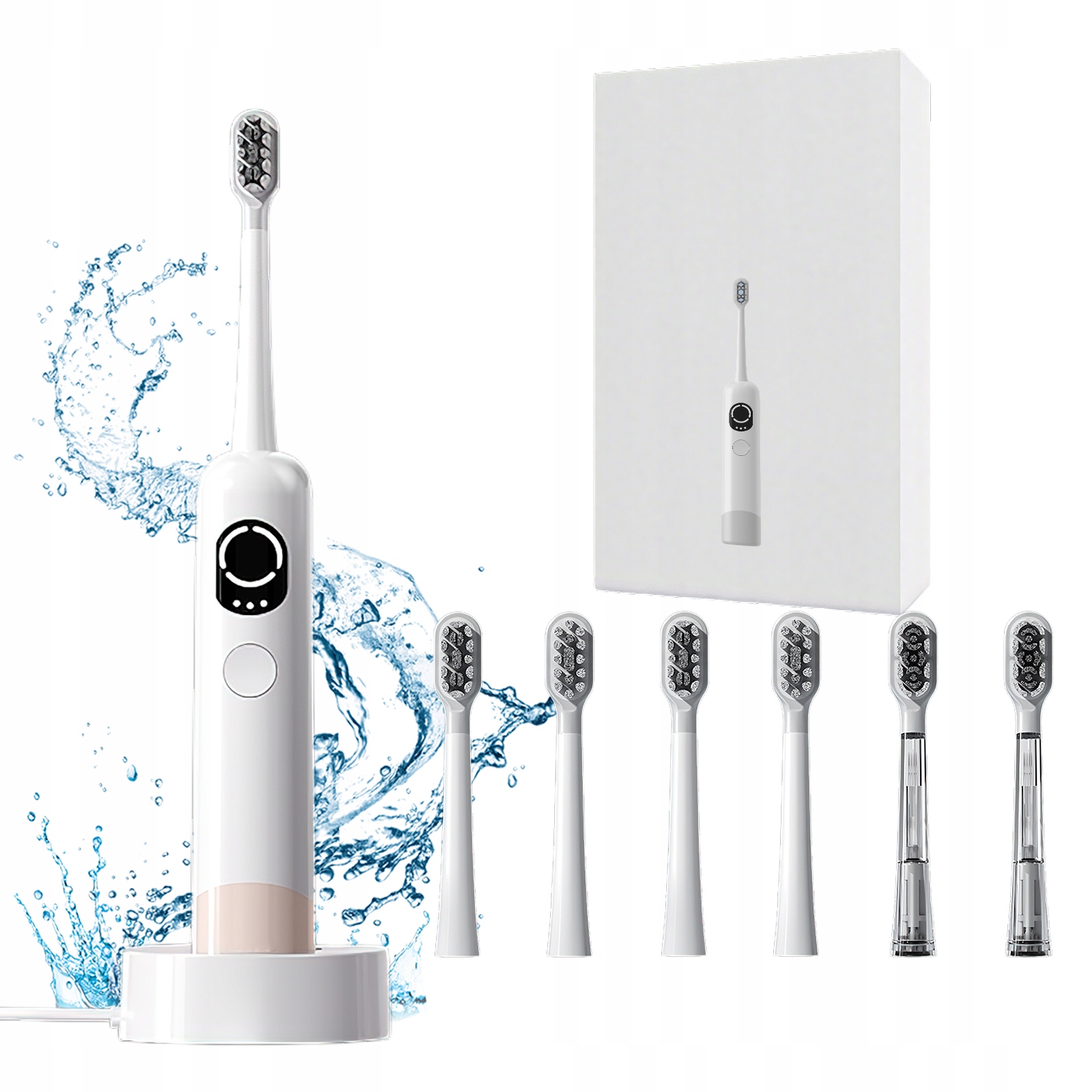 Szczoteczka Soniczna Do Zębów Oscylacja+wibracja 6 Końcówek-elektryczna