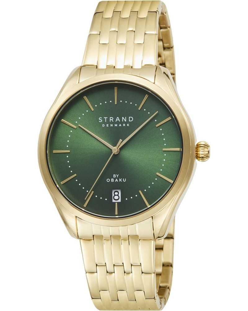 Nové Originální Pánské hodinky Strand by Obaku S741GDGESG zlaté, zelené