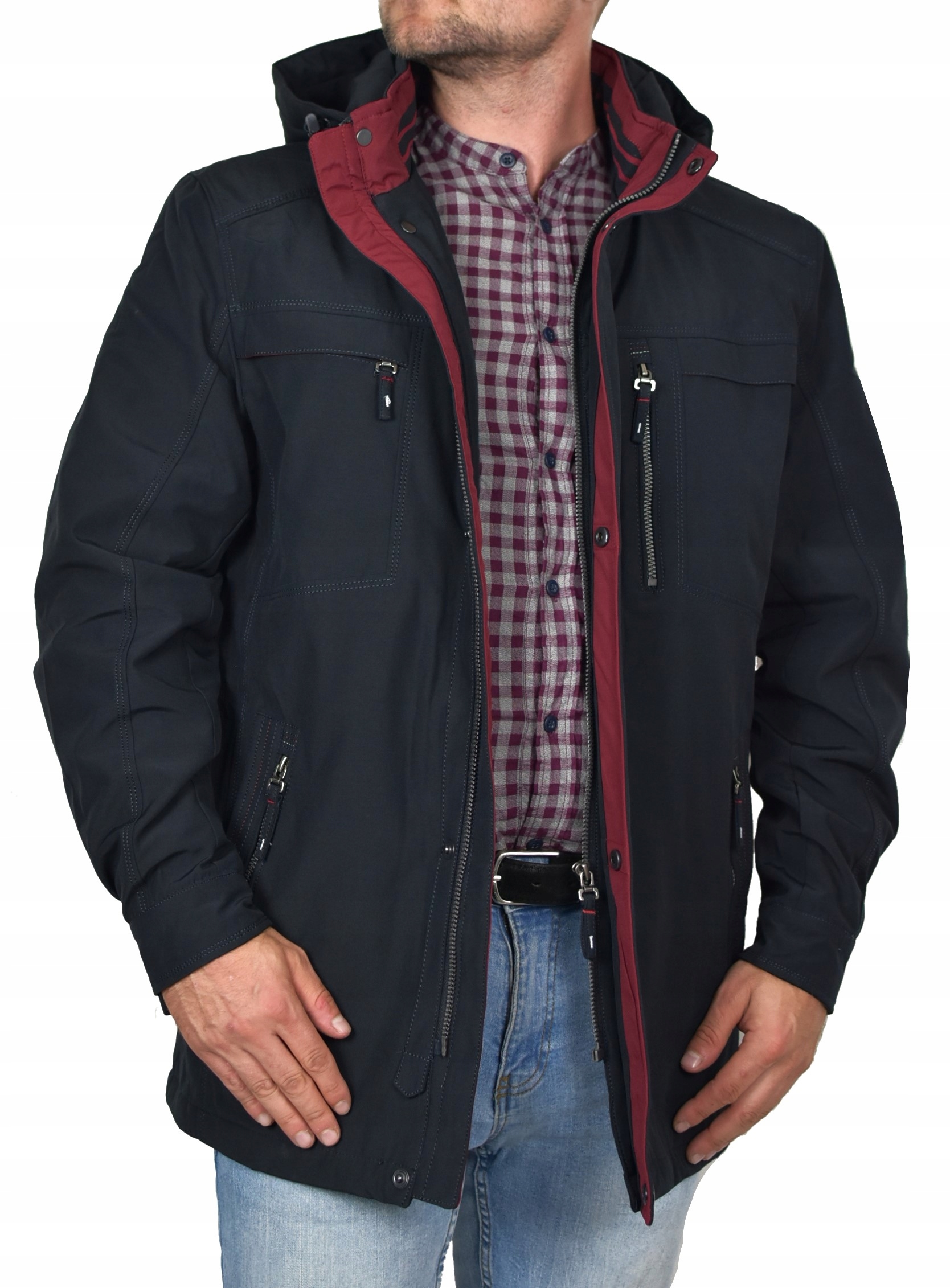 Xl-kurtka Męska Przejściowa Klasyczna Długa Bawełna