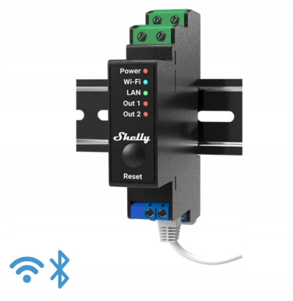 Shelly Pro 2PM pomiar mocy na szynę din WIFI/LAN