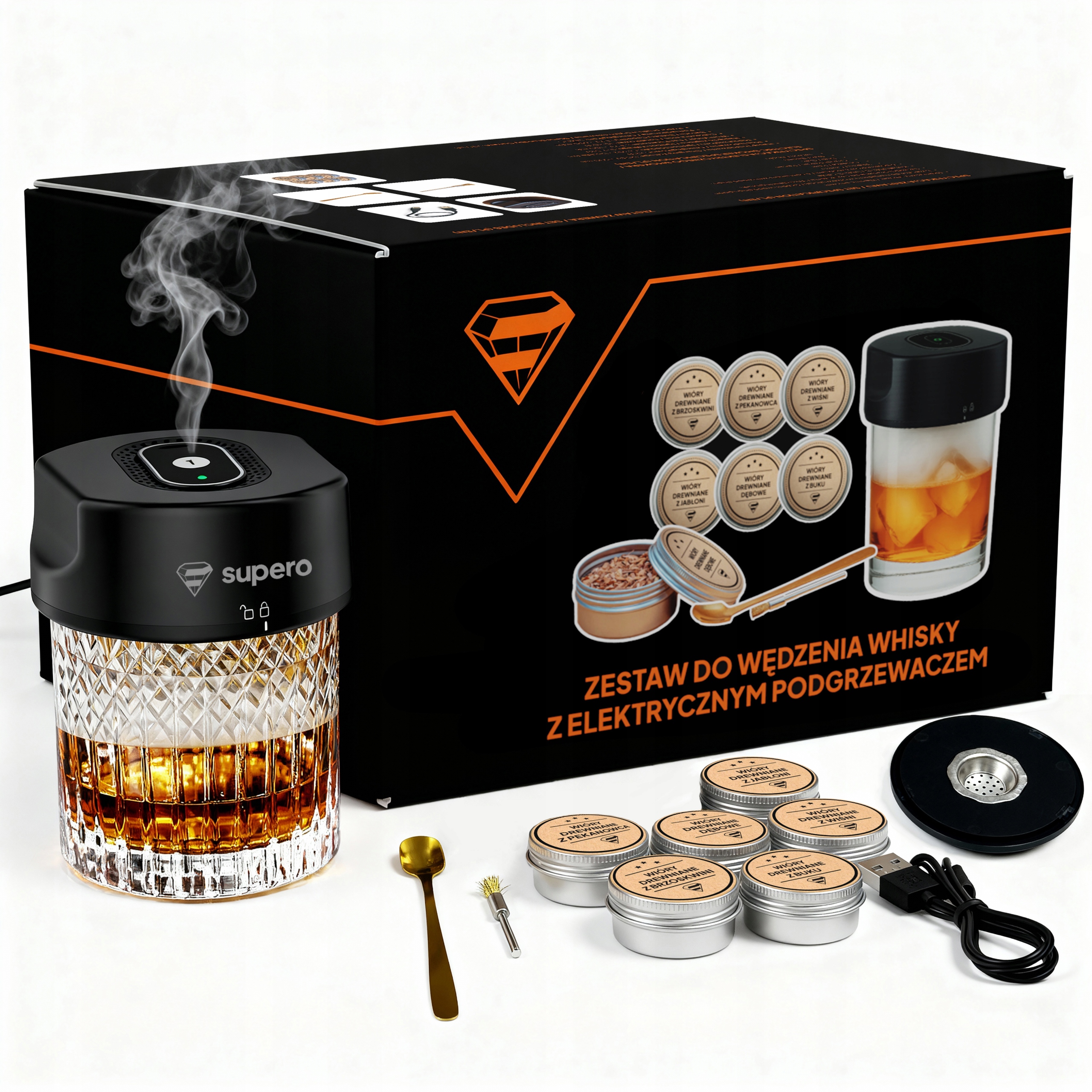 Sada na uzení Whisky elektrický smoker XL Dárek pro chlapa a chlapce