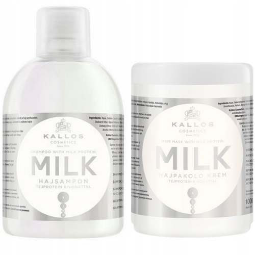 KALLOS ZESTAW Z PROTEINAMI MLEKA DO WŁOSÓW MILK MASKA + SZAMPON 2x1000ml