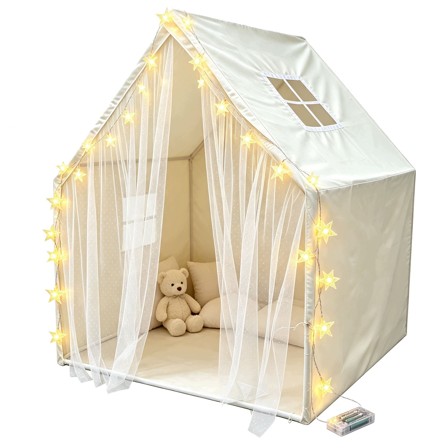 Namiot Domek Tipi Do Domu Pokoju Ogrodu Z Lampką Led Dla Dzieci Beżowy