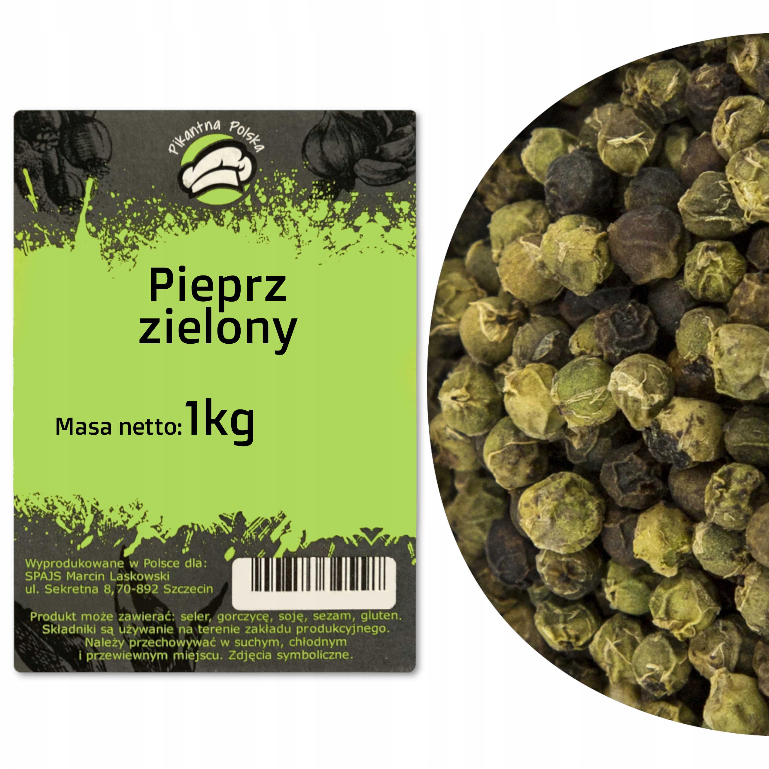 Levně Zelený pepř zrnitý 1 kg Pikantna Polska