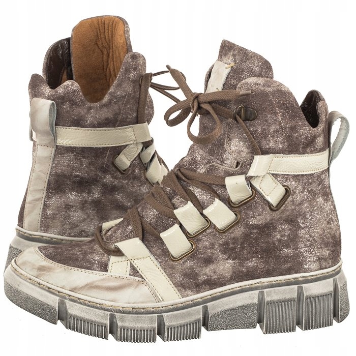 Boty Kotníkové Boty Kožené Dámské Maciejka Béžové 06158-04