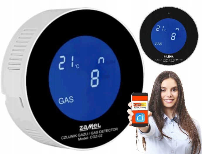 Czujnik Gazu i LPG ziemnego Detektor Gazu WiFi Przewodowy Tuya Smart