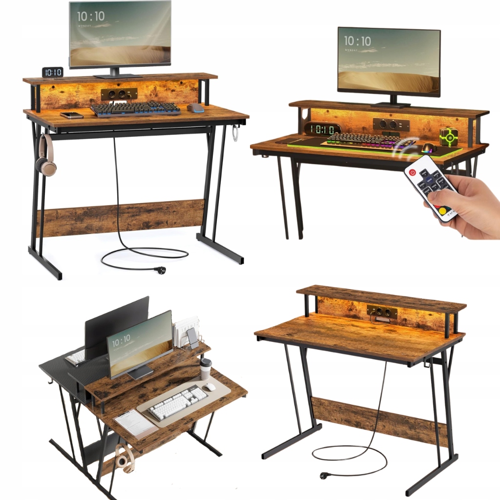Led počítačový stôl 100 cm Gaming Stojan Monitor Stabilné podsvietenie