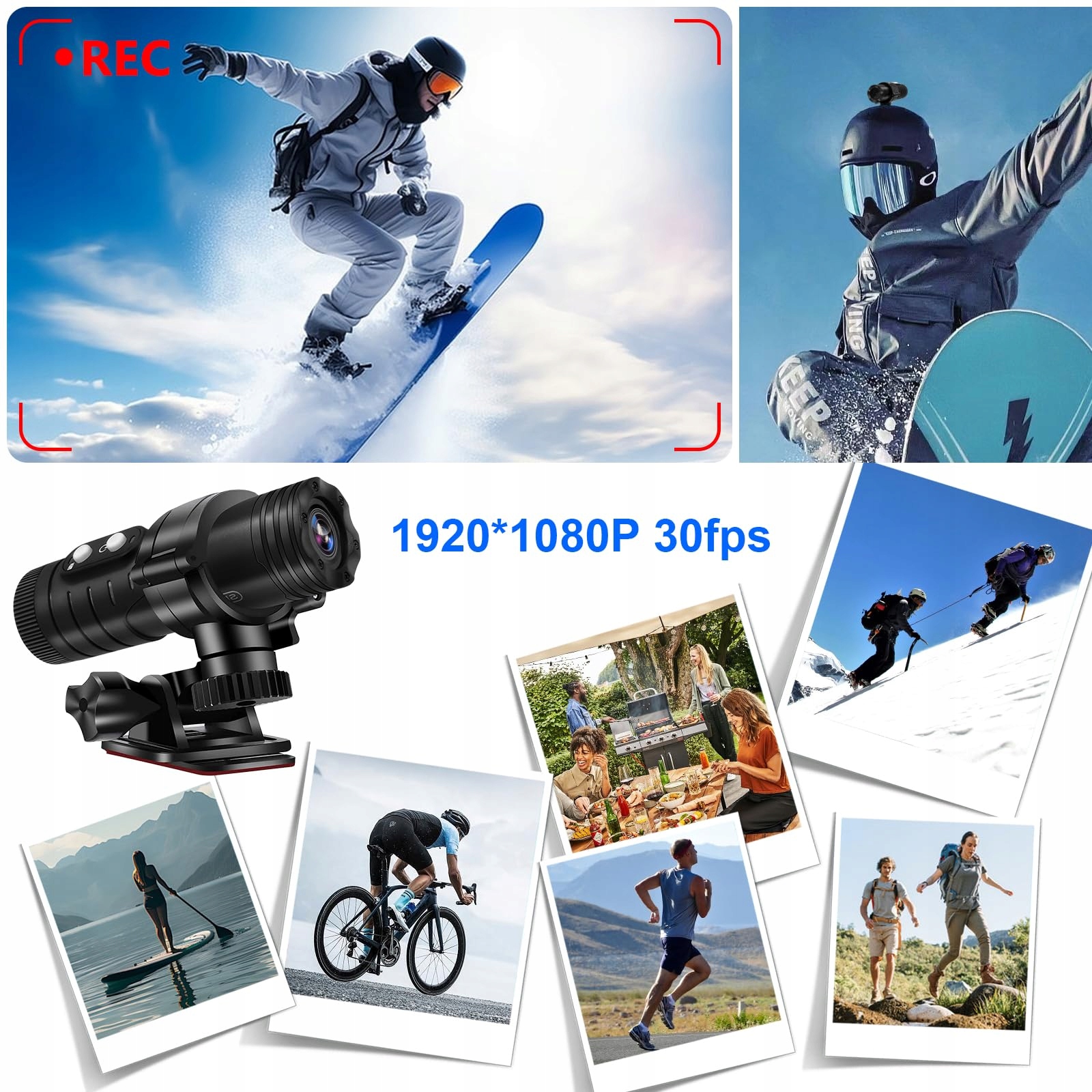 TANGMI Kamera Sportowa WiFi 1080P HD 120° Kąt Szeroki 7h Bateria — miniatura 3