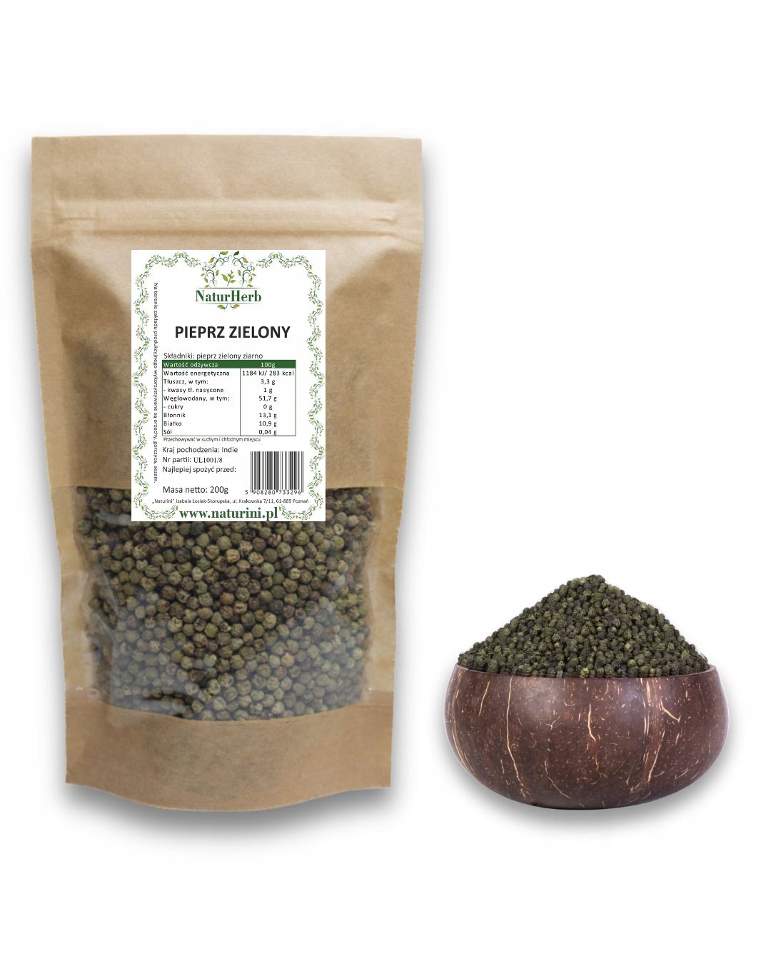 Zelený Pepř aromatický Premium od Naturini 1 kg