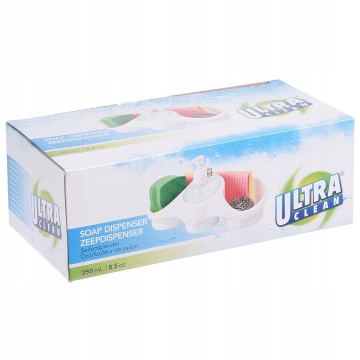 DOZOWNIK PŁYNU DO NACZYŃ POJEMNIK NA ŚCIERKI GĄBKI Linia Ultra Clean