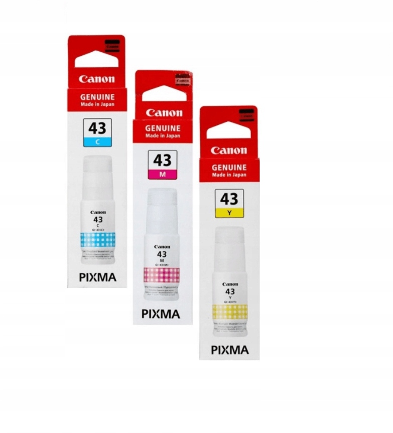 Komplet 3 kolorowych tuszy GI-43 Cyan, Magenta, Yellow Oryginalne Oem!